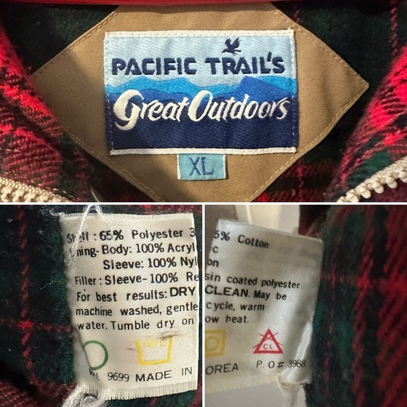 Vintage Pacific Trail Khaki Field Jacket Plaid Lined Hood Men’s Size XL Utility - Picture 16 of 16